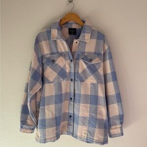 Size M HFX Fleece Jacket - Blue & Pink Checkered / Gingham Button-Up Jacket